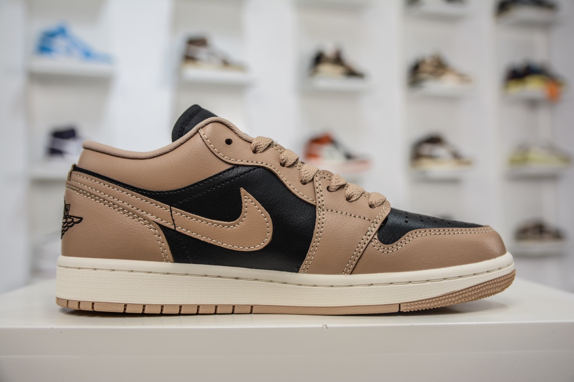 Pure original Air Jordan 1 Low black and brown, the only exclusive top layer leather in the market DC0774-201