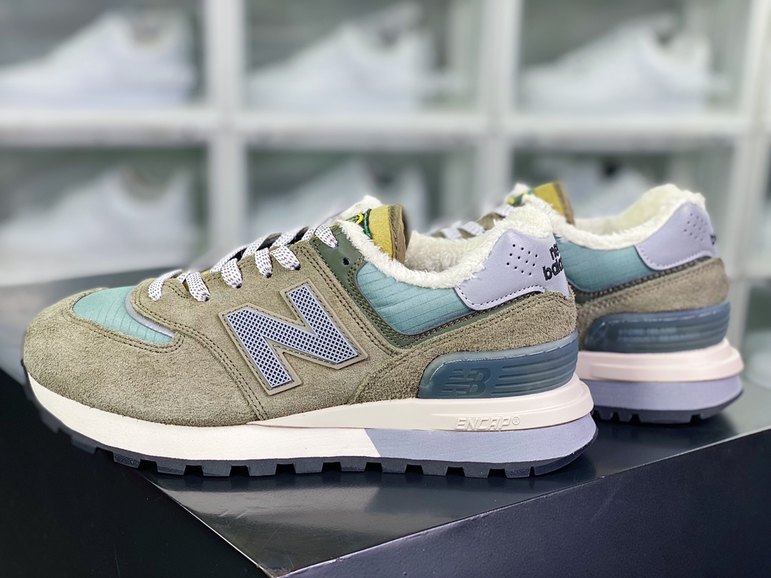 180 Stone Island x 【NB新百伦New Balance】 U574升级版系列低帮慢跑鞋“联名军绿灰内里绒毛”U574LGST