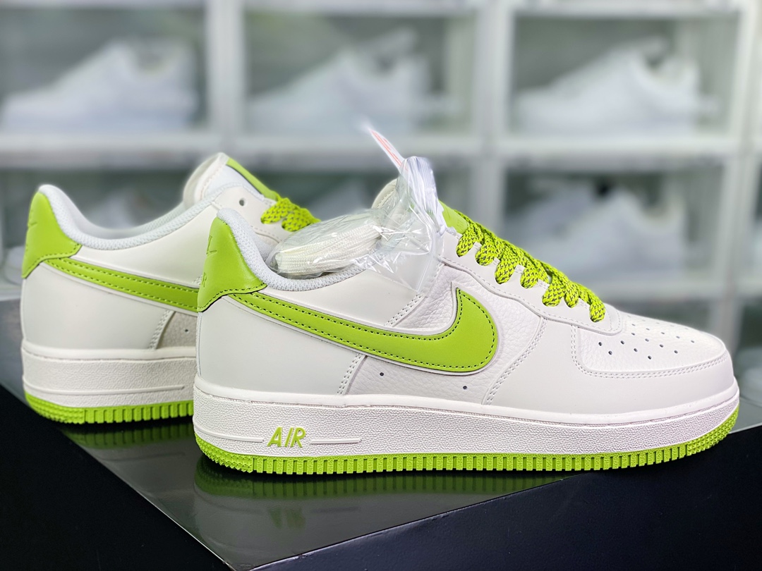 240 Air Force 1’07 Low"Beige White/Avocado Green Reflective"空军一号板鞋“皮革米白牛油果绿3M反光叠钩”GL6835-007