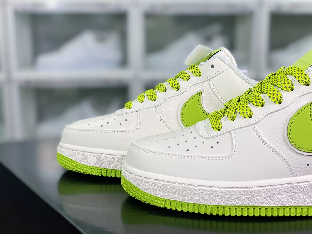 Air Force 1'07 LOW ”Beige White/Avocado Green Reflective” Air Force No. 1 Shoes ”Leather Rice White Adee Pipanus Green 3M Reverse Light Hook” GL6835-007