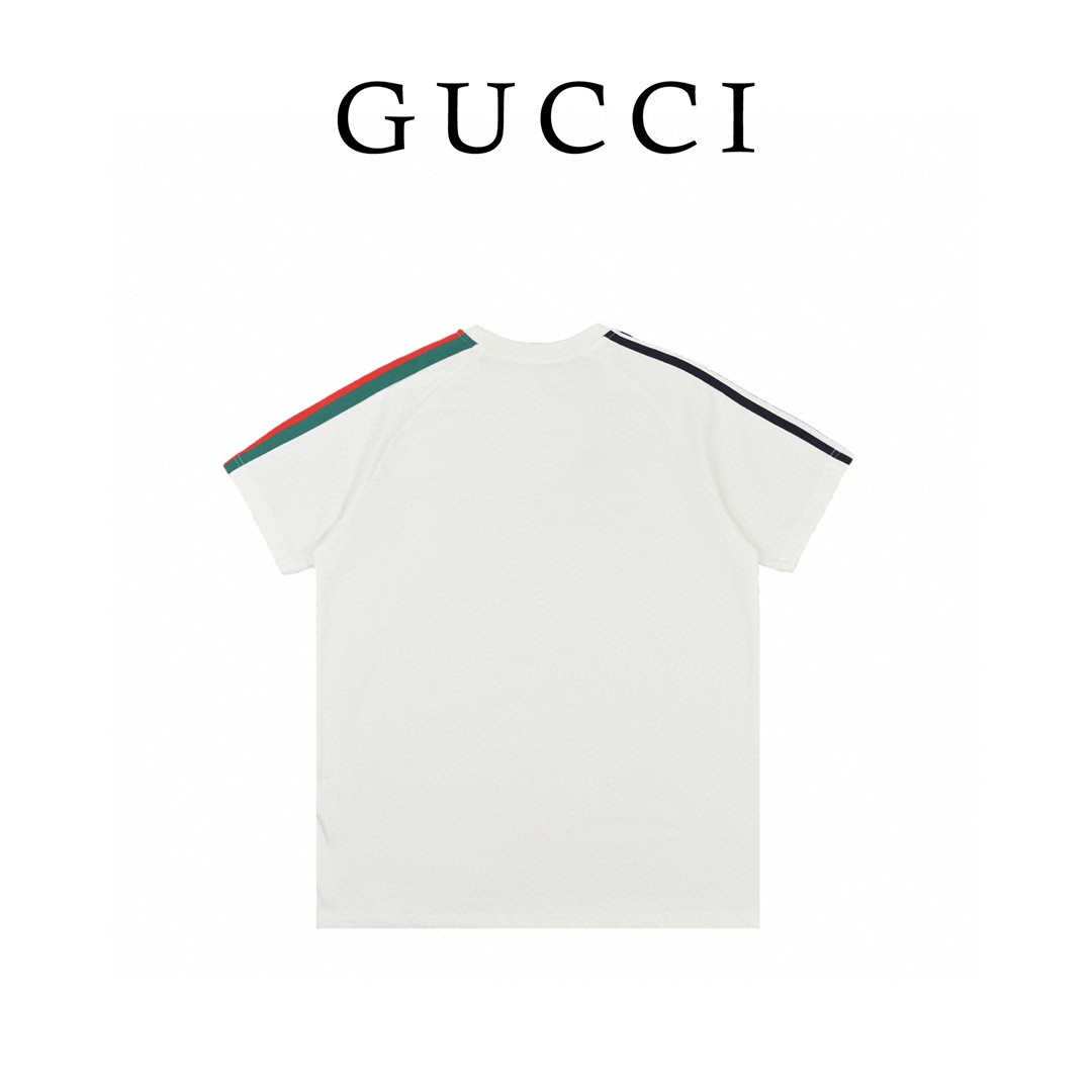 Adidas x gucci 联名 针织棉T恤 融汇两个品牌丰富且历史悠久的典藏元素