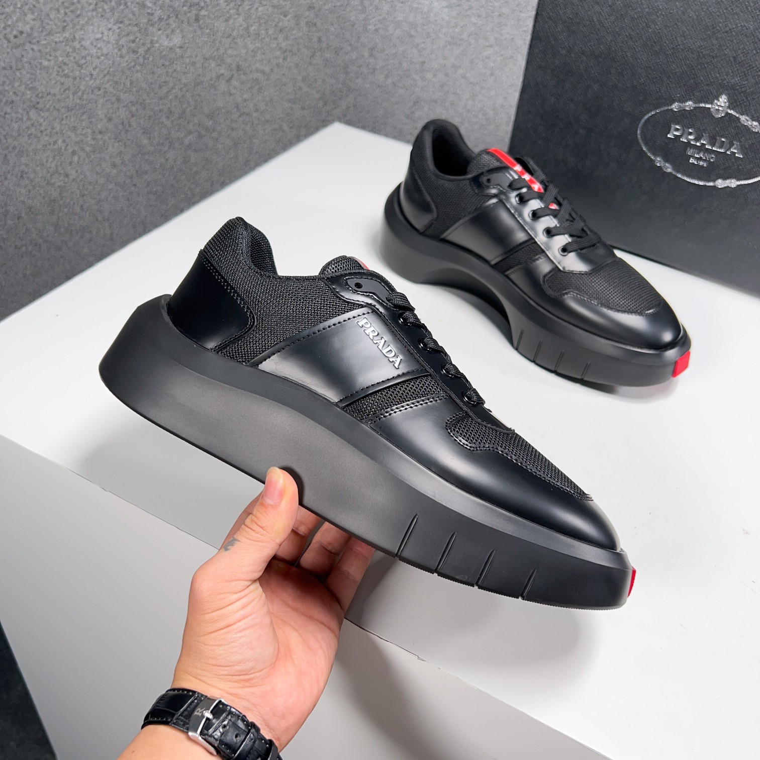 Prada Style Green Leather Men's Shoes Lookbook Reference image 2