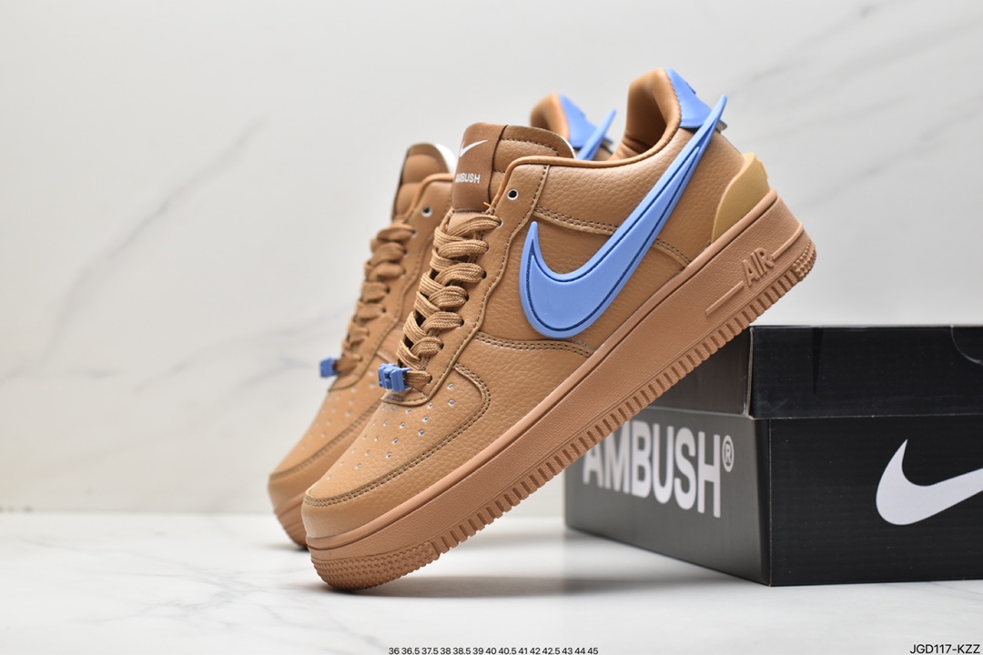 AMBUSH x Nike Air Force 1 Low ”Blue/Yellow” Air Force One wide-soled series low-top sneakers ”Joint Racing Blue and Yellow Big Hook” DV3464-500