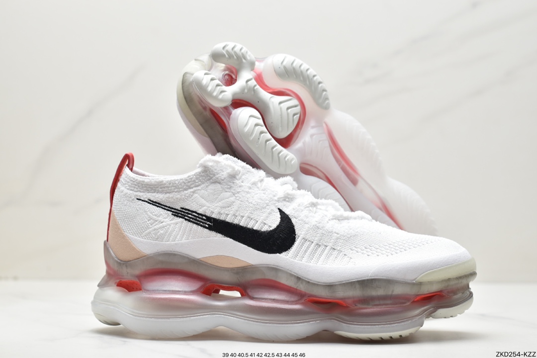 Air Cushion W Nike Vapor Max White Black Red Steam Air Cushion Jogging Shoes FD4319-101