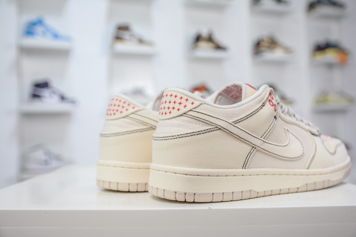 Nike SB Dunk Low ”Light Orewood Brown” dunk series low-top casual sports skateboard shoes ”canvas off-white red cross stitch” DV0834-100