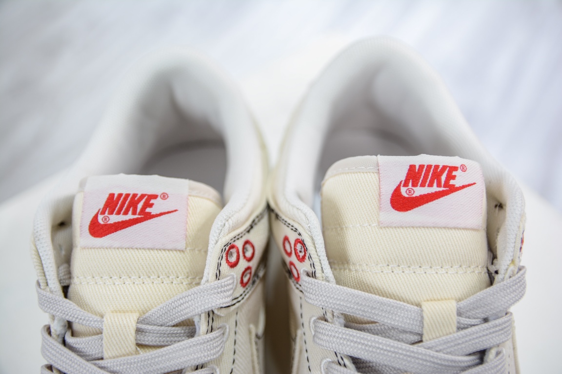 Nike SB Dunk Low ”Light Orewood Brown” dunk series low-top casual sports skateboard shoes ”canvas off-white red cross stitch” DV0834-100