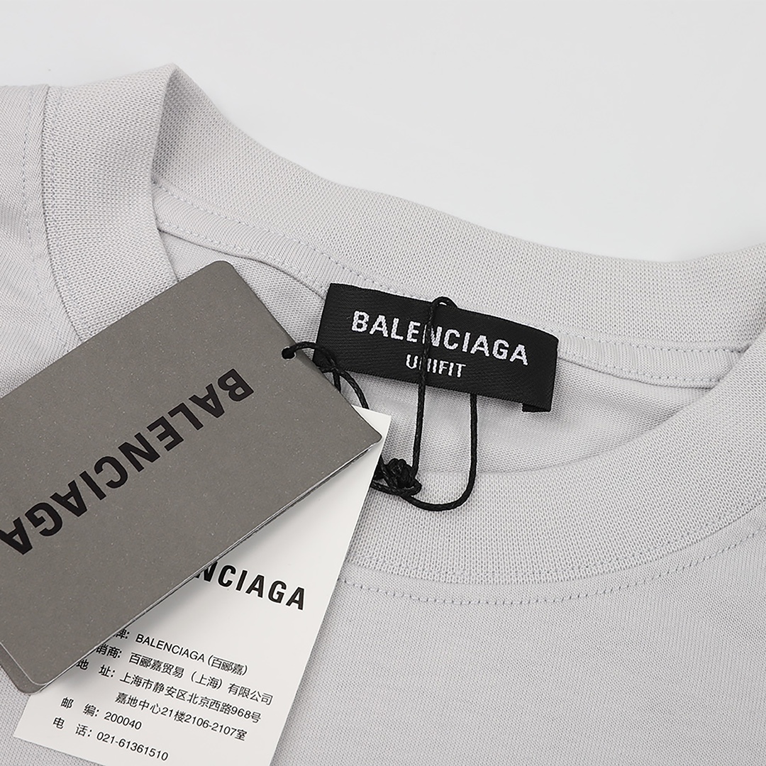 Balenciaga/巴黎世家 红字涂鸦破洞做旧圆领短袖