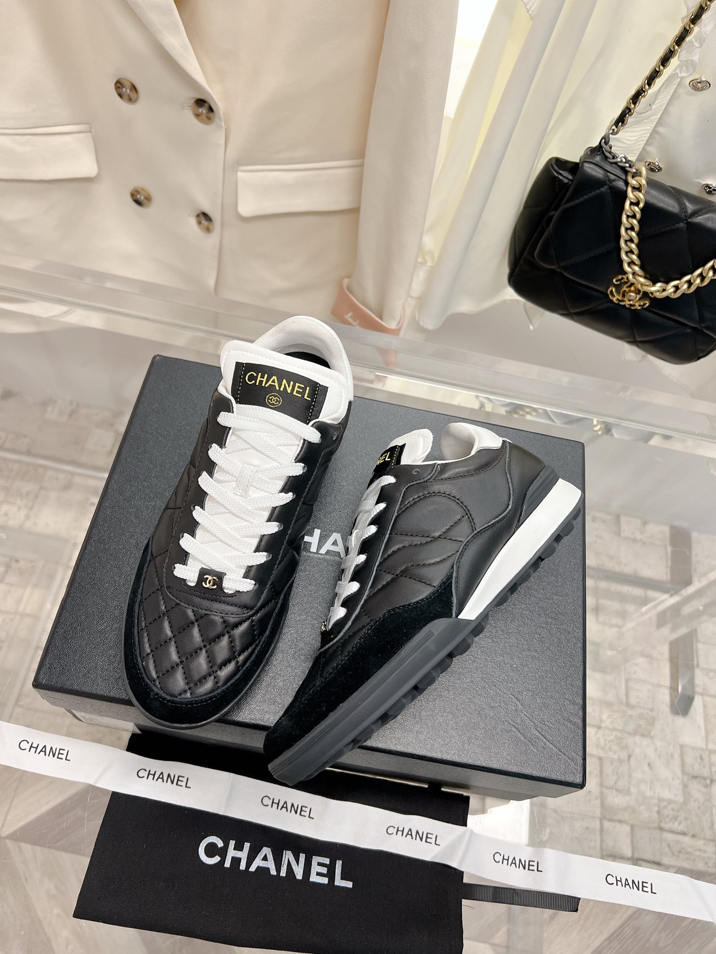 Chanel Shoes Sneakers Lambskin Rubber Sheepskin TPU