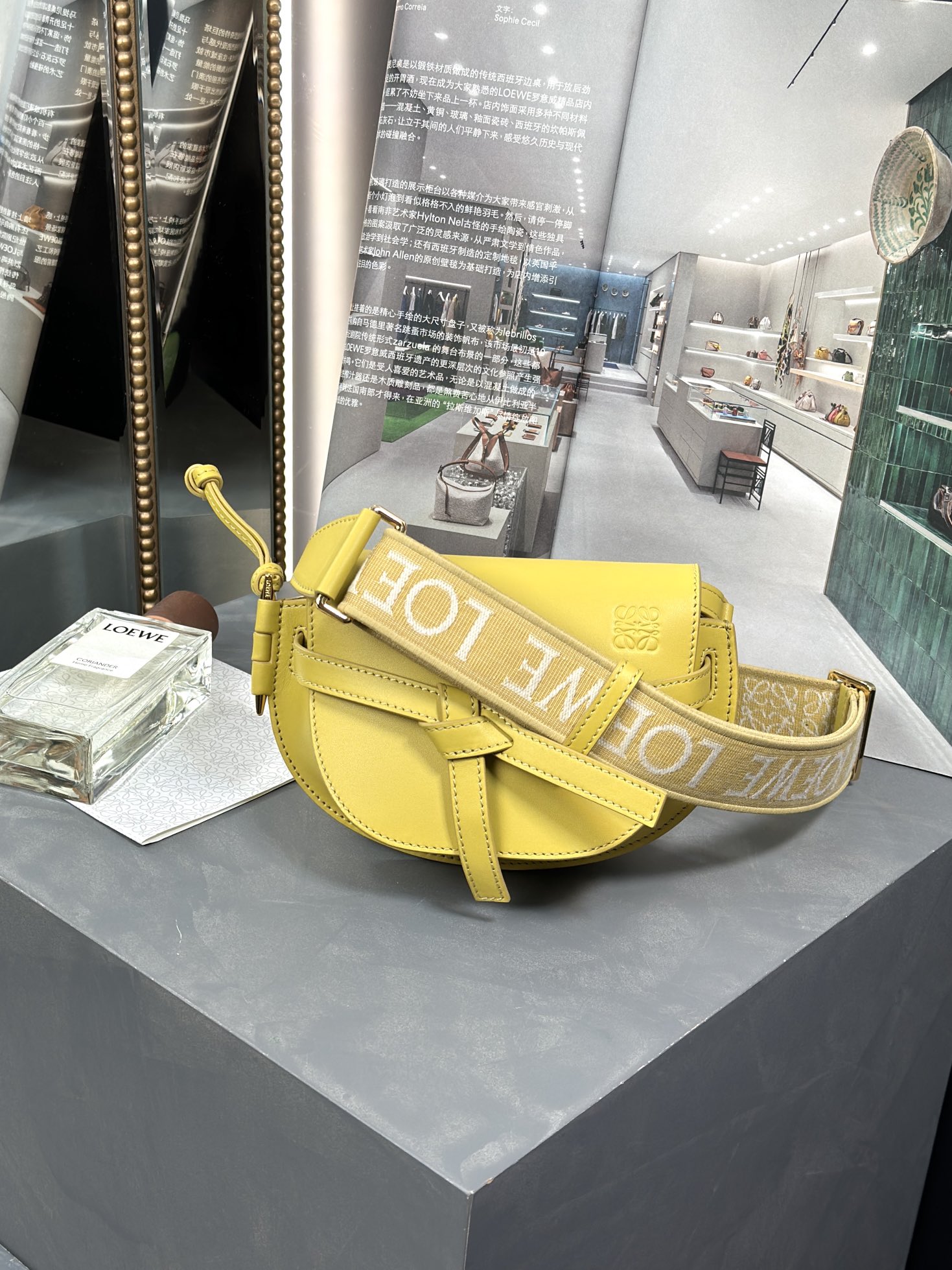 Fashion Replica
 Loewe Gate Dual Bags Handbags Online From China Designer
 Lemon Yellow Printing Calfskin Canvas Chamois Cowhide Casual