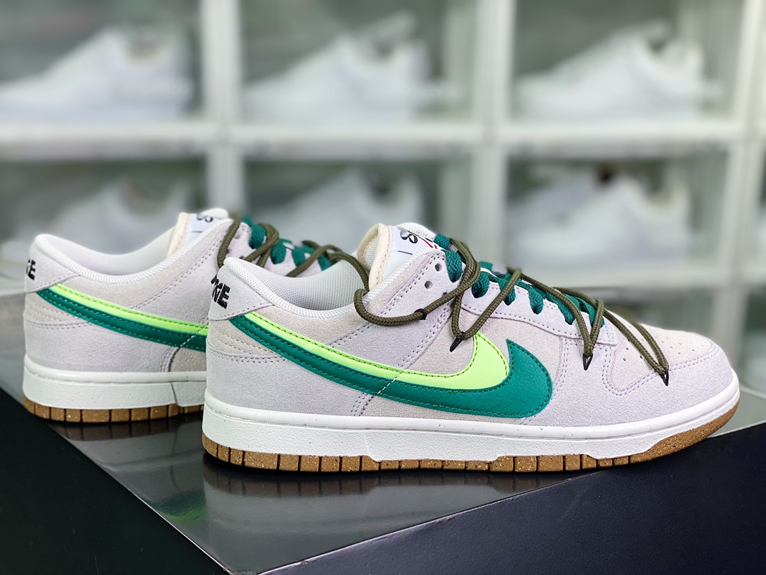 SB Dunk Low SE ”85 Double Swoosh/Grey/Black/Green/Volt” dunk shoes ”light gray, black, green, fluorescent green double hook” DO9457-129