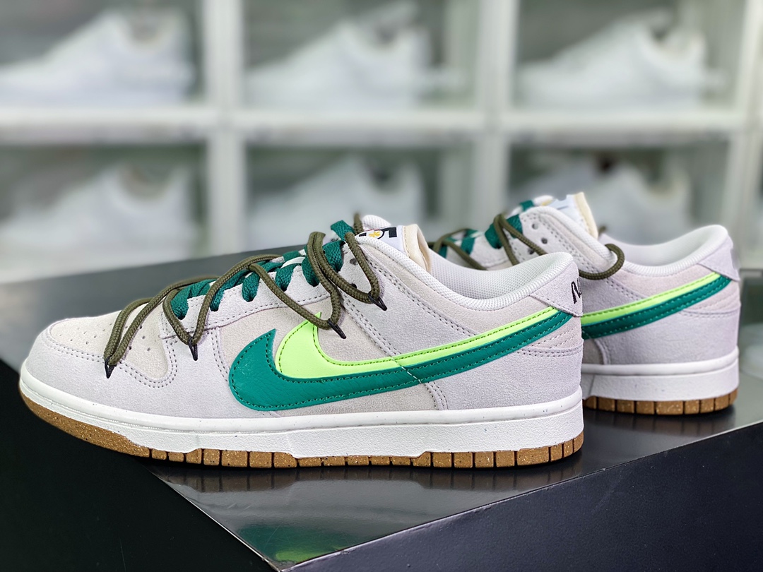 SB Dunk Low SE ”85 Double Swoosh/Grey/Black/Green/Volt” dunk shoes ”light gray, black, green, fluorescent green double hook” DO9457-129