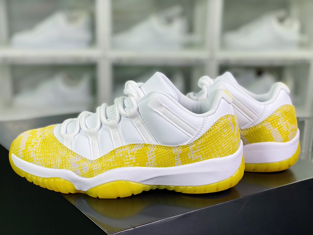 Air Jordan 11 Retro Low ”Yellow Python” AJ11 Generation Michael Jordan low-top basketball shoes ”White yellow python pattern” AH7860-107