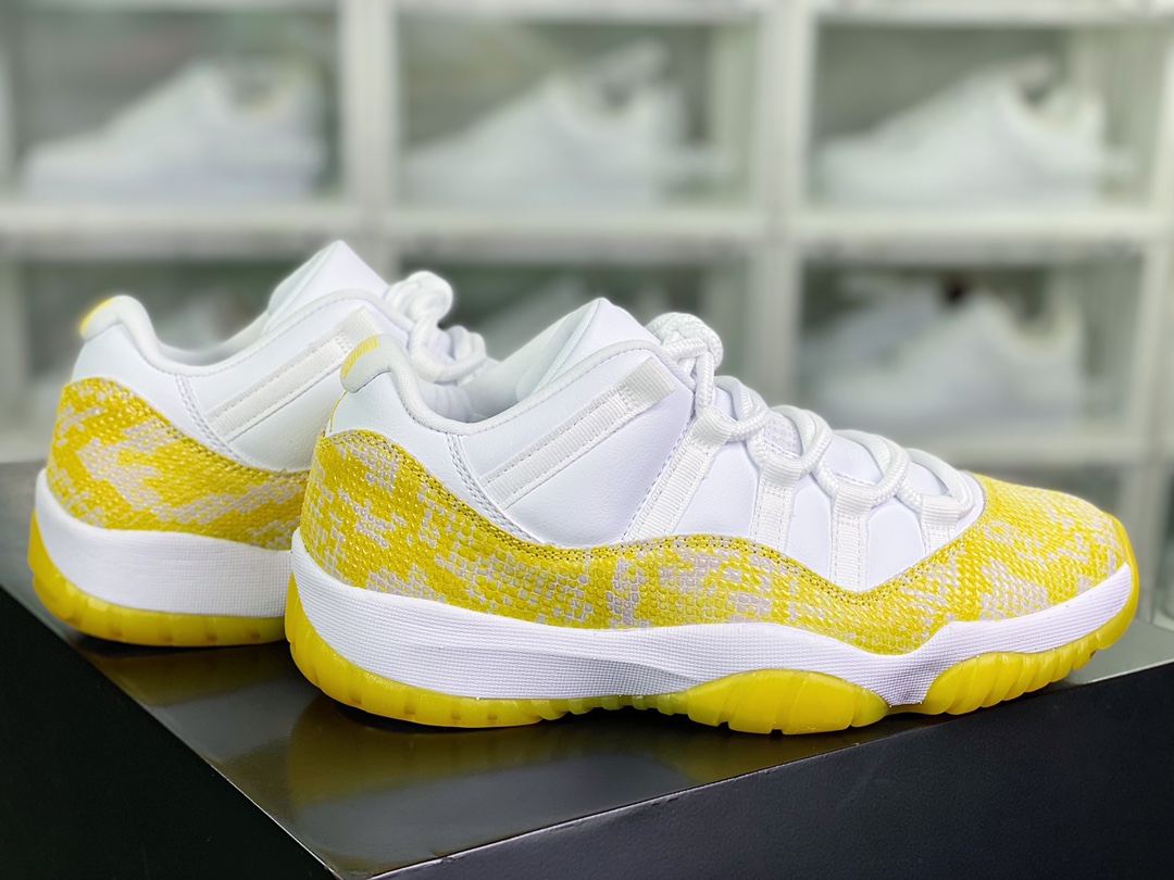 Air Jordan 11 Retro Low ”Yellow Python” AJ11 Generation Michael Jordan low-top basketball shoes ”White yellow python pattern” AH7860-107