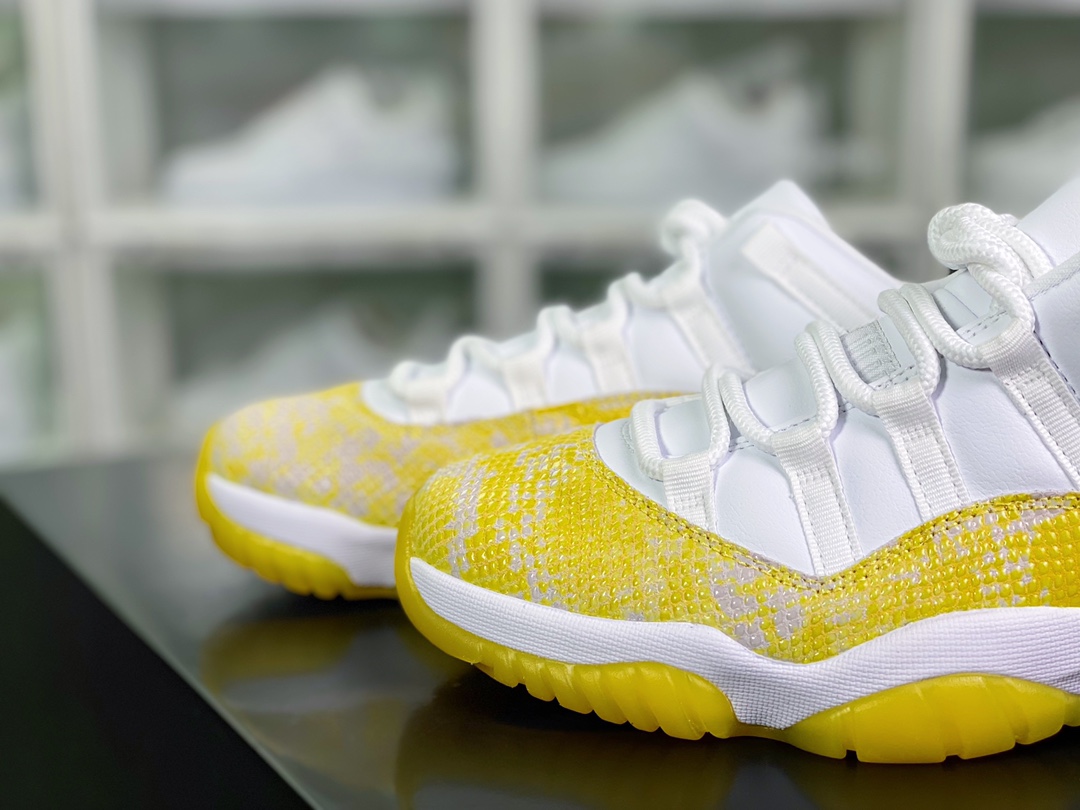 Air Jordan 11 Retro Low ”Yellow Python” AJ11 Generation Michael Jordan low-top basketball shoes ”White yellow python pattern” AH7860-107