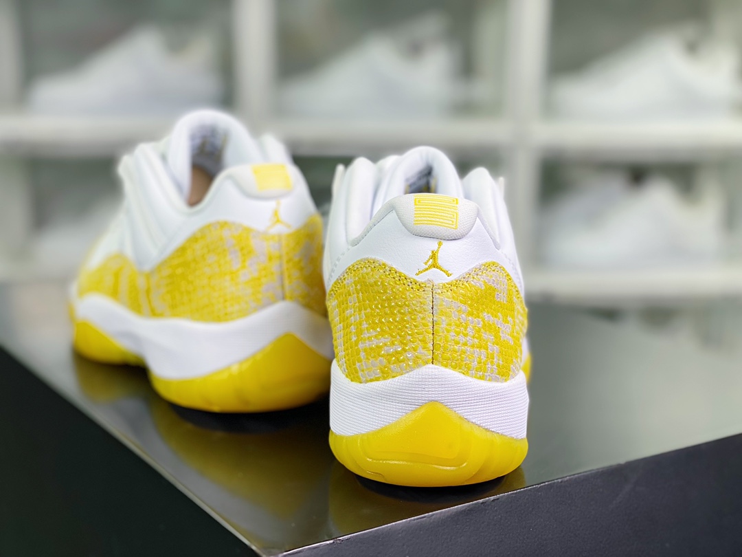 Air Jordan 11 Retro Low ”Yellow Python” AJ11 Generation Michael Jordan low-top basketball shoes ”White yellow python pattern” AH7860-107