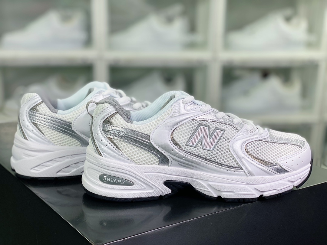 180 NB新百伦New Balance MR530系列复古老爹风网布跑步休闲运动鞋“白浅灰银”MR530FW1