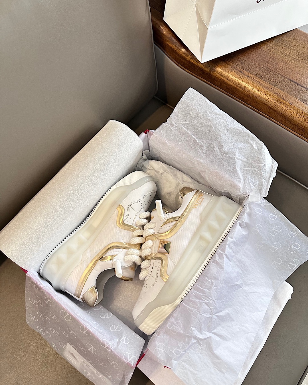 Valentino Low-Top Sneakers White Mesh Leather Platform