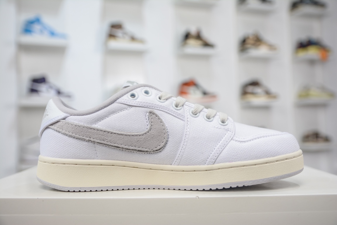 220 原装Union LA x Air Jordan 1 KO Low ”white” UN联名帆布浅白可换魔术贴钩子 DO8912-101