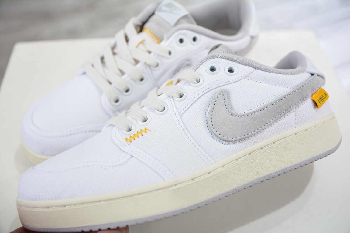 220 原装Union LA x Air Jordan 1 KO Low ”white” UN联名帆布浅白可换魔术贴钩子 DO8912-101