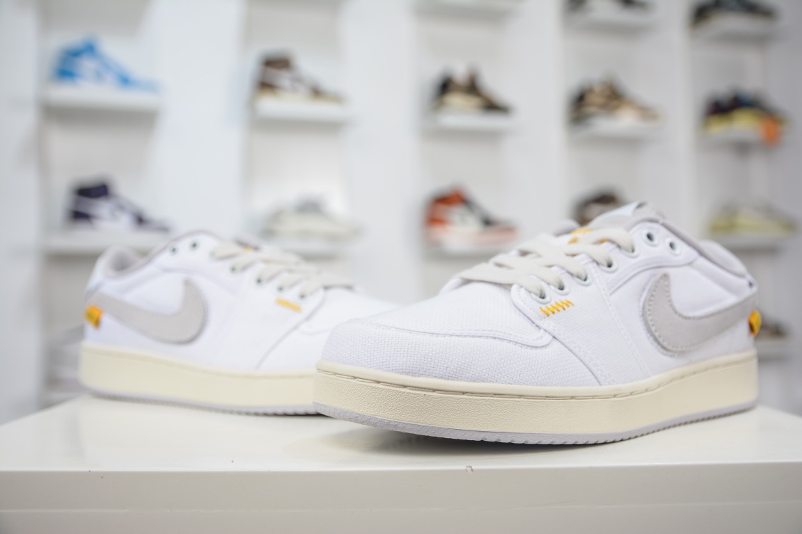 220 原装Union LA x Air Jordan 1 KO Low ”white” UN联名帆布浅白可换魔术贴钩子 DO8912-101