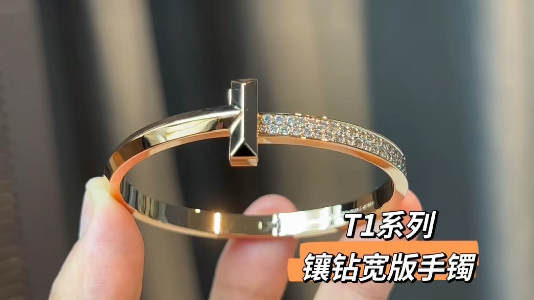 Tiffany & Co. Tiffany&Co.T1系列镶钻宽版手镯