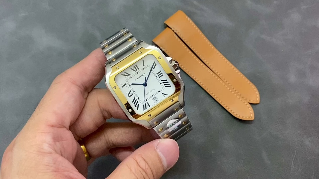 Cartier 男款 市场 V2升级版 1：1开模 真正做到可同 配件互换 卡地亚Cartier新款山度士 细节如下