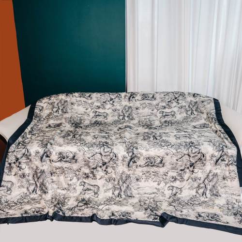 Dior Toile de Jouy Lyorcell and Silk-Blend Blanket, 220 x 240 cm, Light Blue 1 Dior Toile de Jouy Lyorcell and Silk-Blend Blanket, 220 x 240 cm, Light Blue