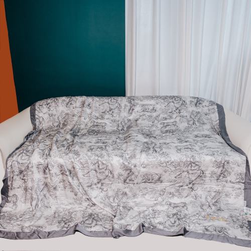 Diorr Toile de Jouy Gray Lyocell Silk Blend Comforter - 220*240cm