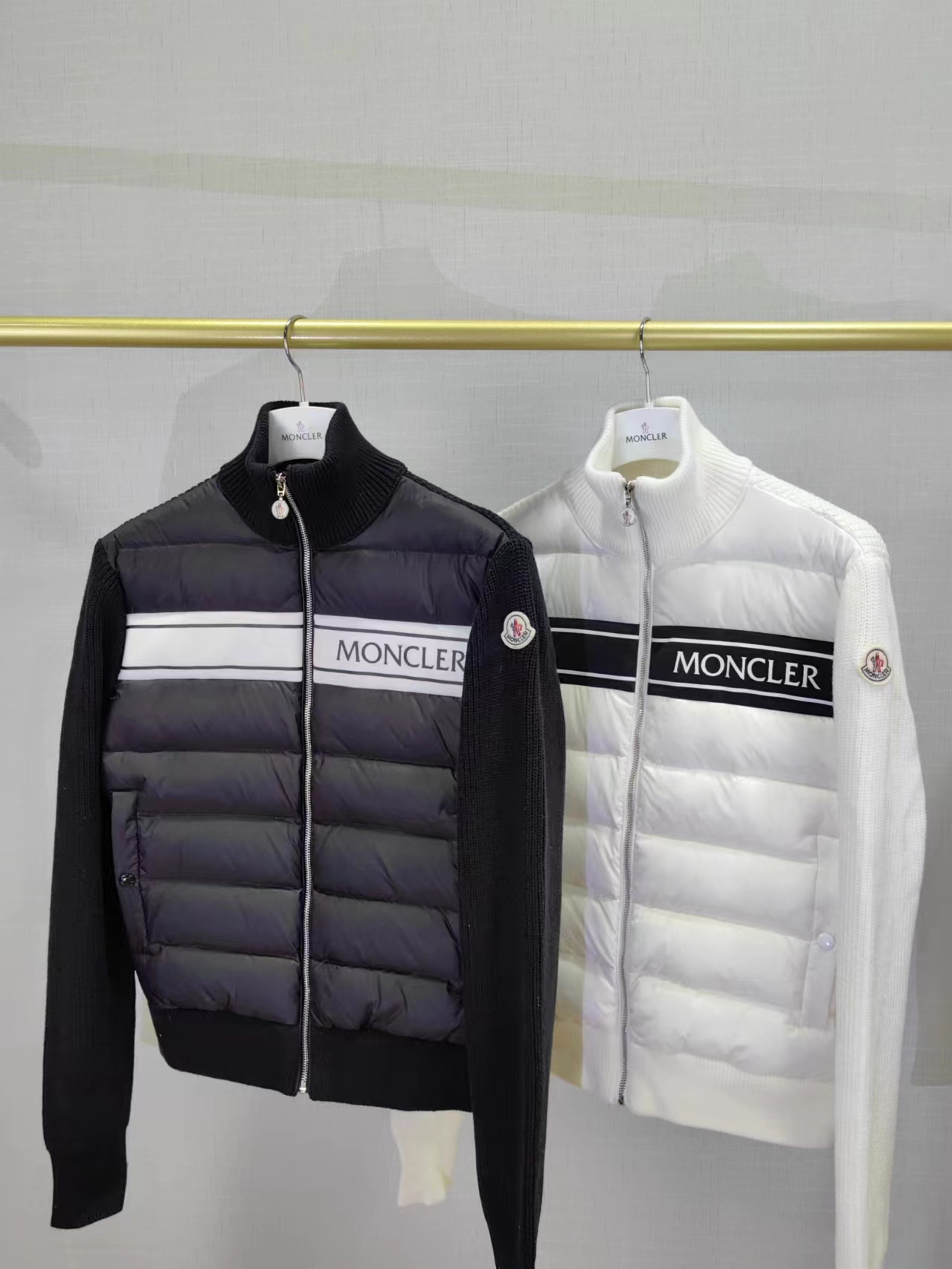 Moncler Ropa Rebecas Abrigos y chaquetas Chaqueta de plumón Jersey de punto Compre la mejor calidad de alta calidad
 Negro Blanco Hombres Tejido Lana