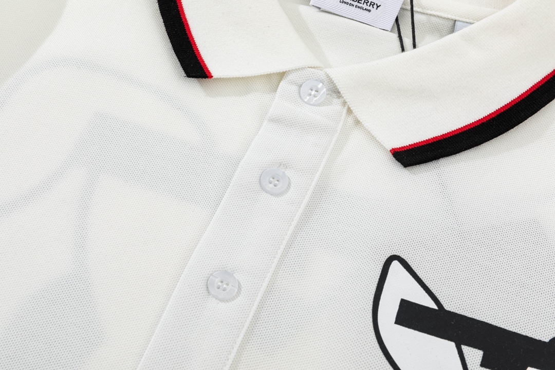 Burberry BABBOL Polo: 1980s-Inspired Custom Upgrade in White, M-3XL Sizes - 图片 3