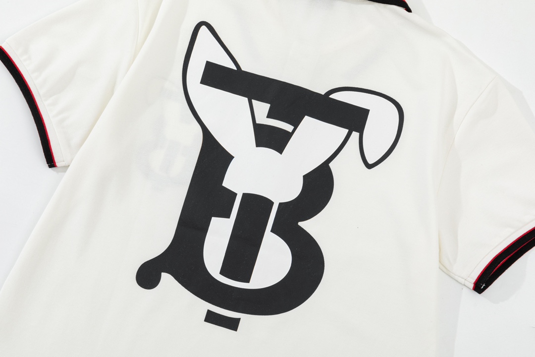 Burberry BABBOL Polo: 1980s-Inspired Custom Upgrade in White, M-3XL Sizes - 图片 4