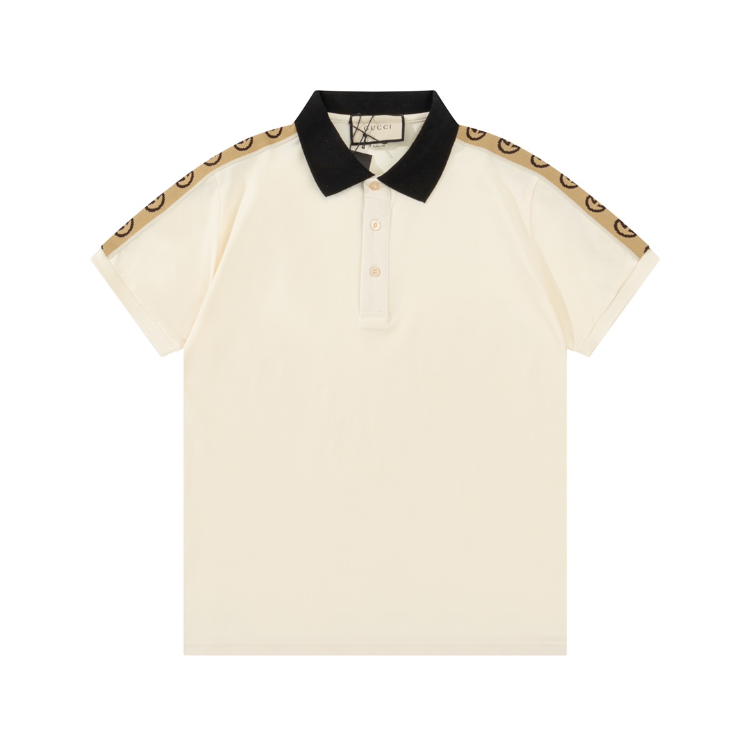“Gucci Double G-Weave Logo Polo: 1980s Inspired Custom Comfort in Almond”