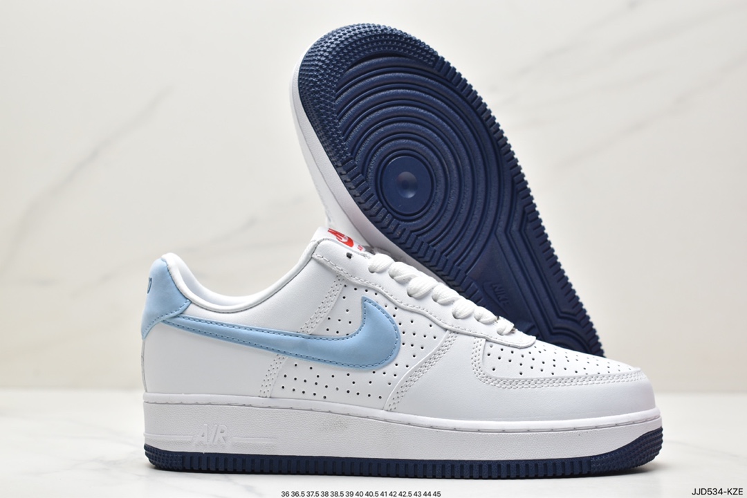向波多黎各致敬！耐克Nike Air Force 1’07 Low”Puerto Rico”空军一号板鞋“冲孔皮革白蓝”DQ9200-100
