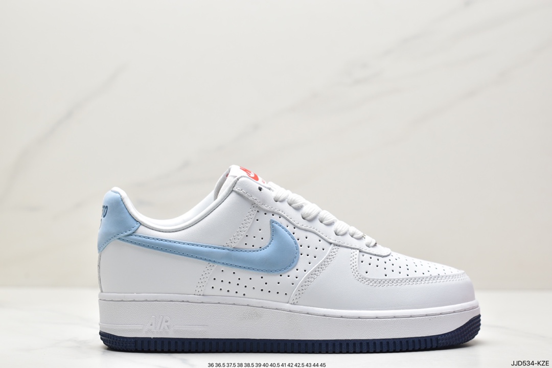 向波多黎各致敬！耐克Nike Air Force 1’07 Low”Puerto Rico”空军一号板鞋“冲孔皮革白蓝”DQ9200-100