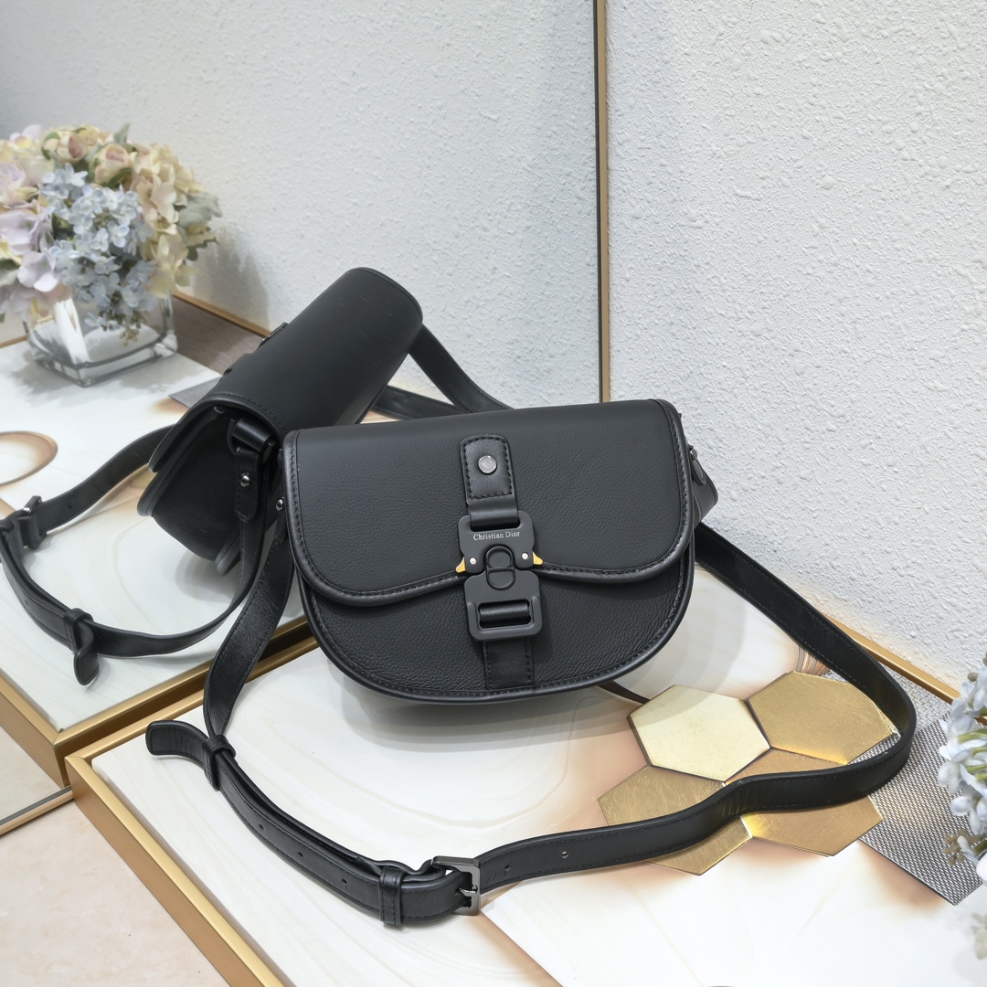 Dior Messenger Bags Beige Black Printing Cowhide Oblique