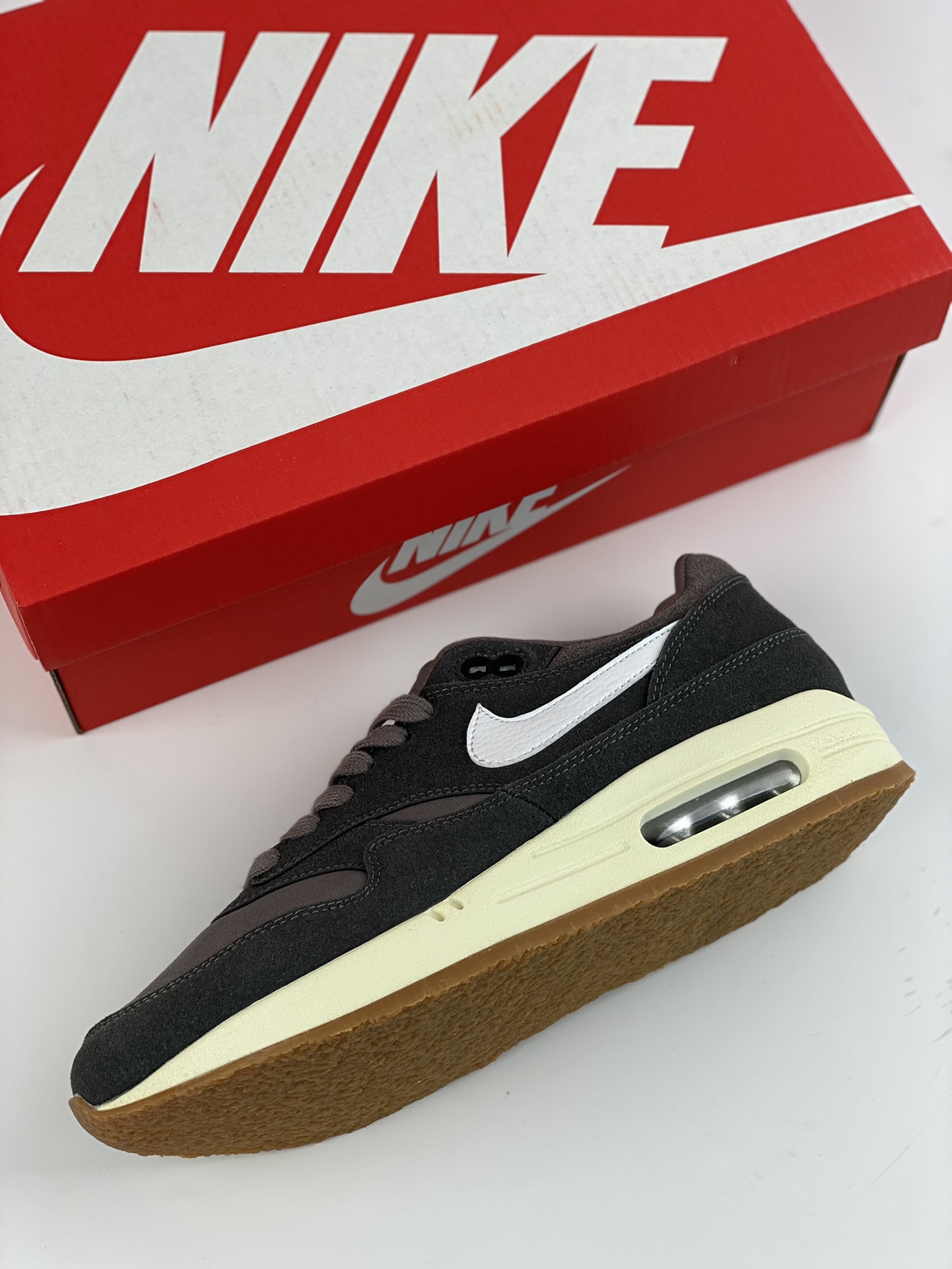 Nike Air Max 1 PRM black, brown and white retro casual running shoes FD5088-001