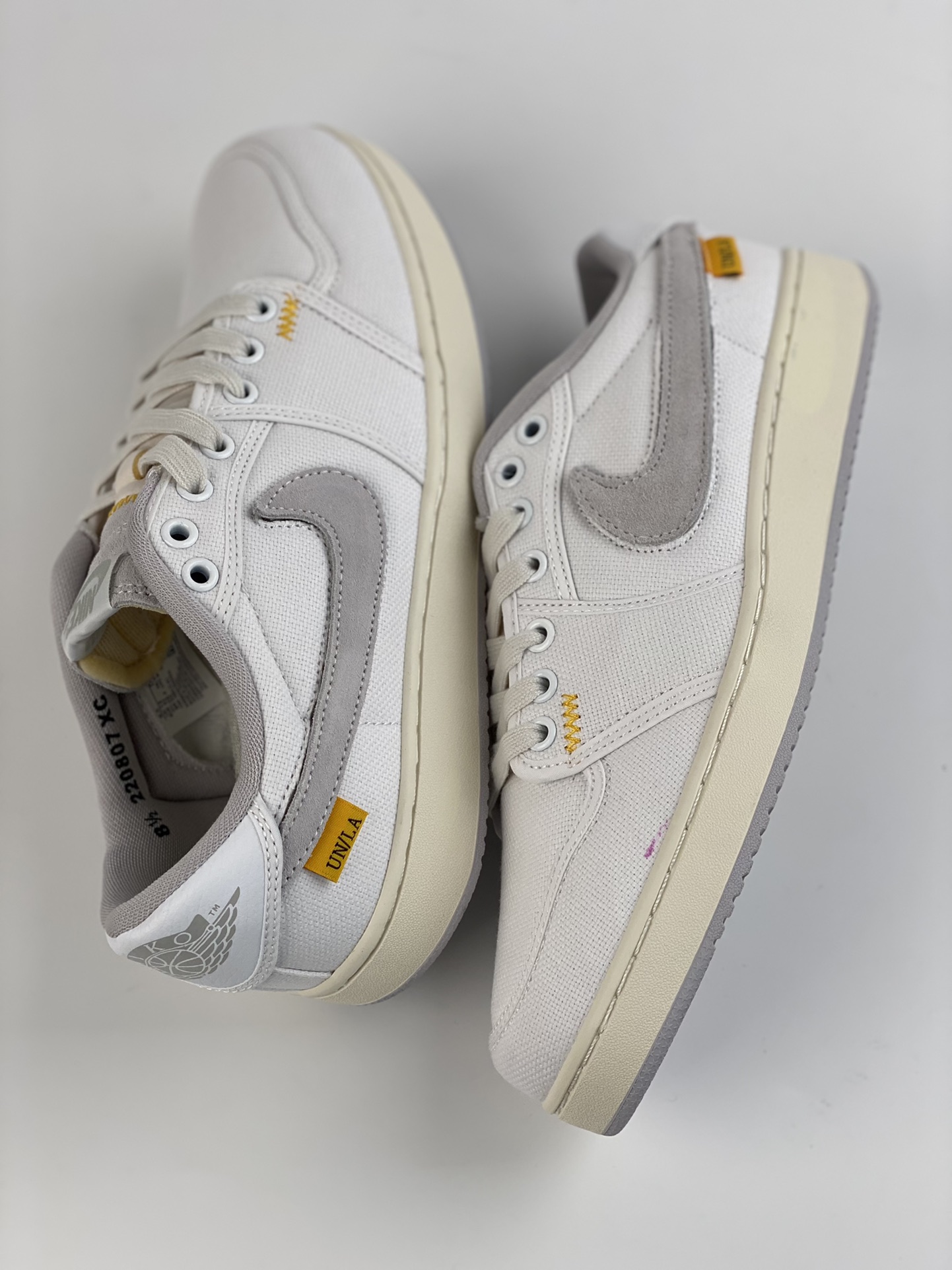 Union LA x Air Jordan 1 KO Low ”white” UN joint canvas light white replaceable Velcro hook DO8912-101