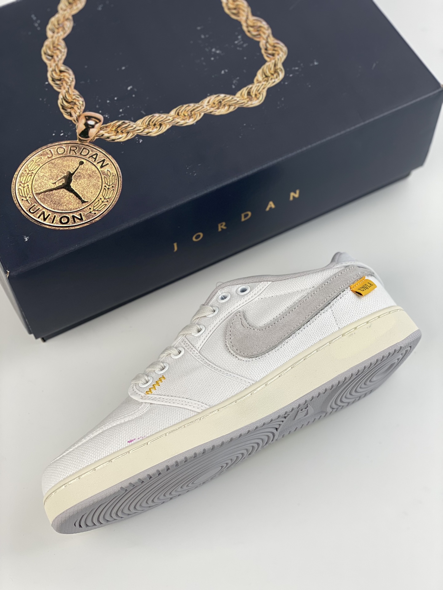 Union LA x Air Jordan 1 KO Low ”white” UN joint canvas light white replaceable Velcro hook DO8912-101