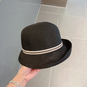 Gucci Hats Straw Hat Black Khaki