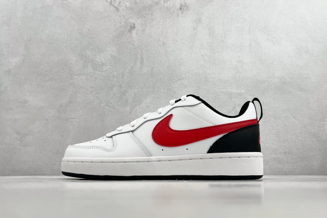 140 全新渠道特供 Nike Court Borough Low 2 GS 白黑红 BQ5448-110