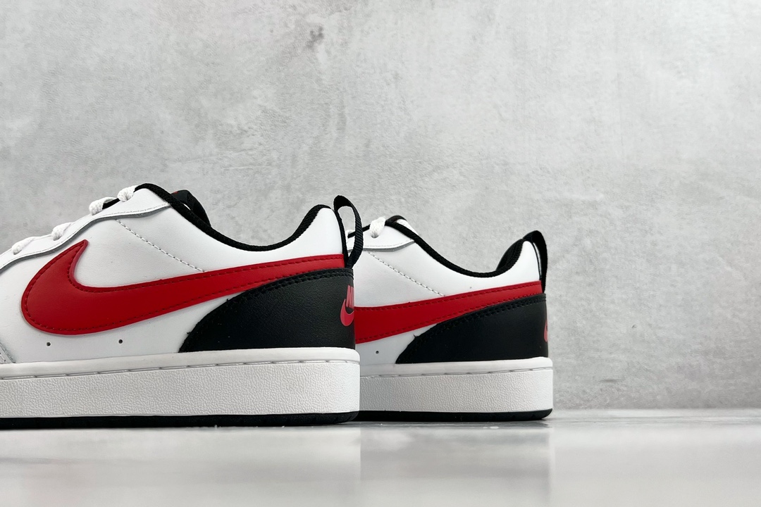 140 全新渠道特供 Nike Court Borough Low 2 GS 白黑红 BQ5448-110
