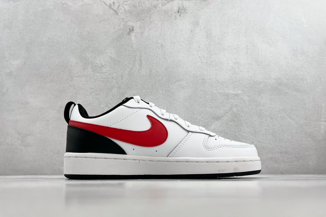 140 全新渠道特供 Nike Court Borough Low 2 GS 白黑红 BQ5448-110