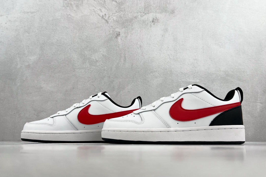 140 全新渠道特供 Nike Court Borough Low 2 GS 白黑红 BQ5448-110