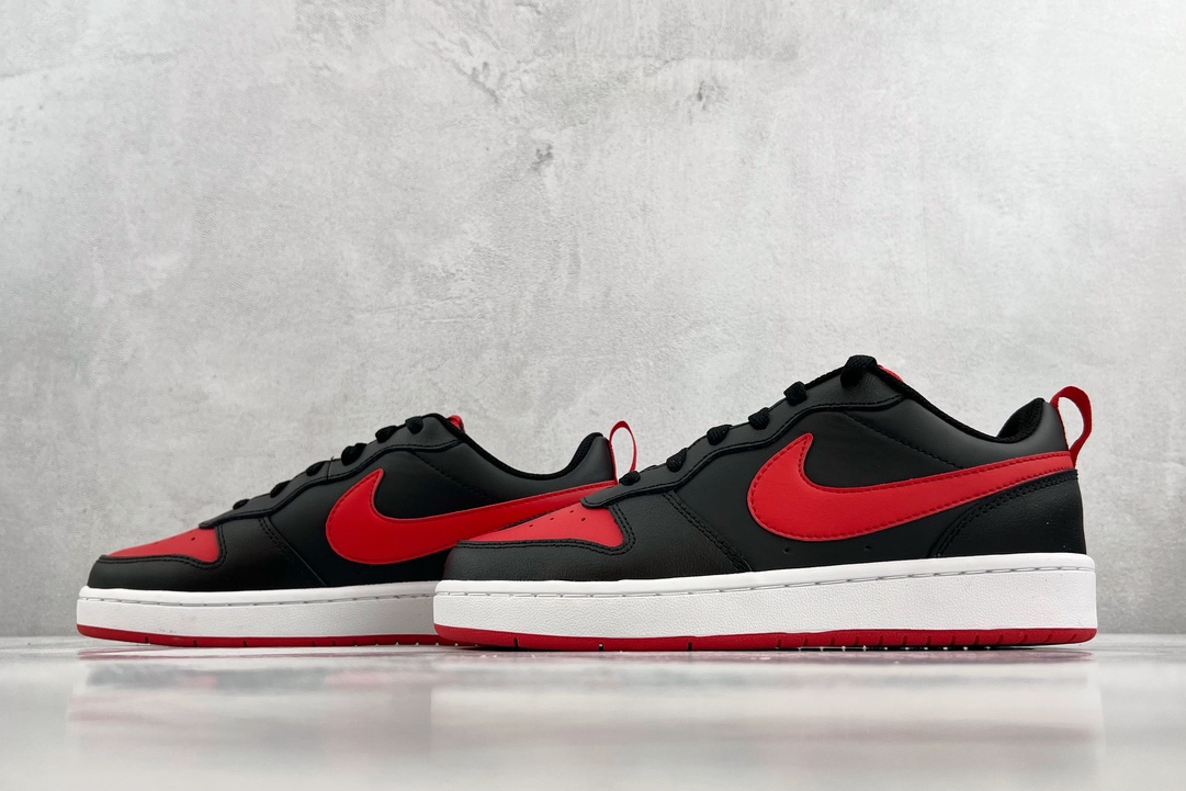 140 全新渠道特供 Nike Court Borough Low 2 GS 黑红 BQ5448-007