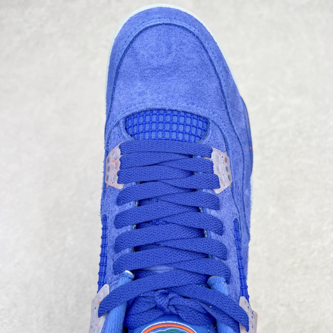 图片[5]-💰130 ＃PB版 福利特价‼Air Jordan AJ4 Retro PE 佛罗里达大学限定鳄鱼蓝橘 耗时半年巨作 40余配色陆续出货 全套原纸板楦头开发 调试30余版 确保原汁原味完美呈现四代版型 一比一鞋头弧度高度趴度鞋身弧度 此版本只针对中端市场 皮料材质有所更替 其他数据细节工艺流程均保持公司一致 细节品控鞋型随意秒杀市面3XX 4XX 原厂TPU网格鞋带扣 正确内里网布 菱角分明不变形无多余毛边 柔软性质感一致于原鞋 原厂织唛标 原厂飞人电绣工艺 独家绑鞋带手法 印刷中底布 四线拉帮 米色美纹纸贴合固定 进口港宝加持 后跟自然饱满 全鞋荧光划线卡点 追求极致完美 每一双都是工艺品 多重QC质检 超越公司货的品控标准 实实在在的免检产品 尺码：40 40.5 41 42 42.5 43 44 44.5 45 46 47.5 编码：by2936000-运动鞋