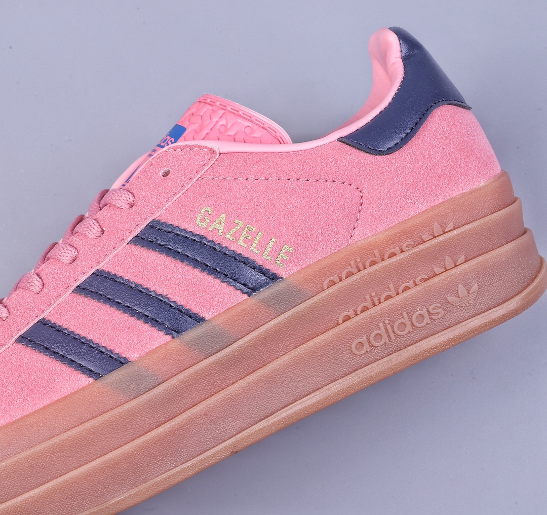 Adidas Originals Gazelle Bold W Antelope Platform Series Sneakers ”Rose Pink Navy Blue Raw Rubber Sole” HO6122