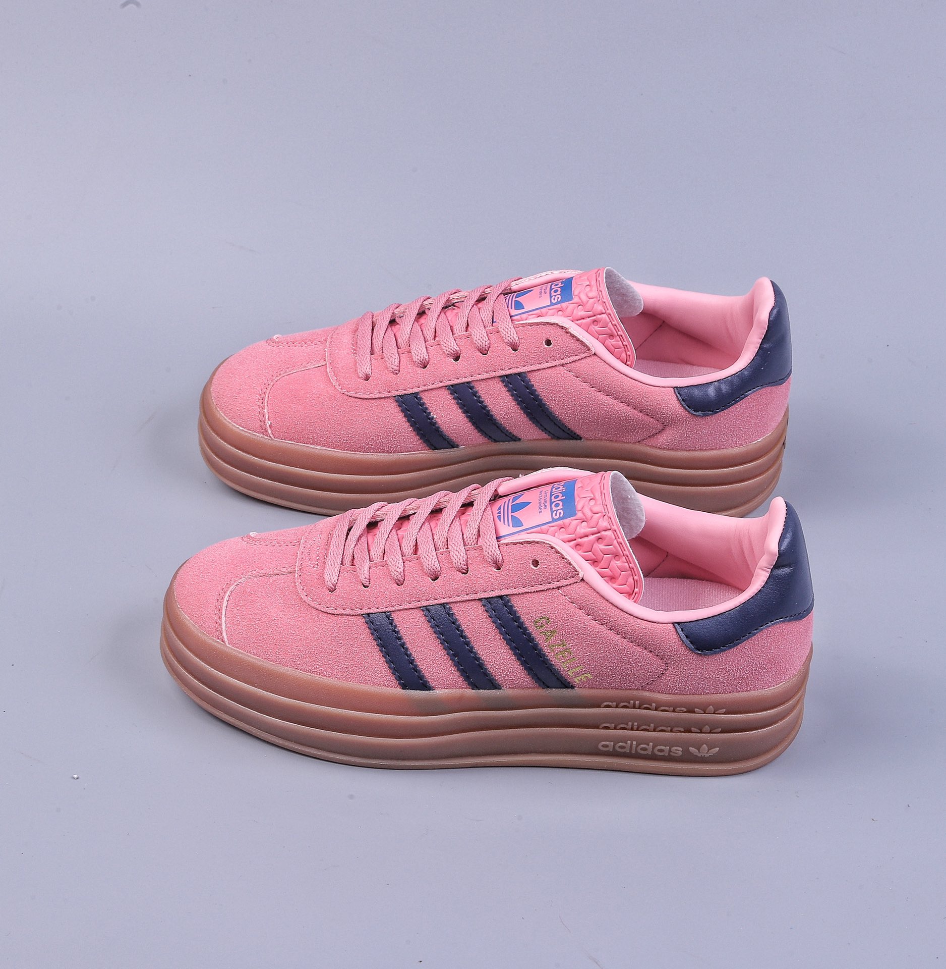 Adidas Originals Gazelle Bold W Antelope Platform Series Sneakers ”Rose Pink Navy Blue Raw Rubber Sole” HO6122