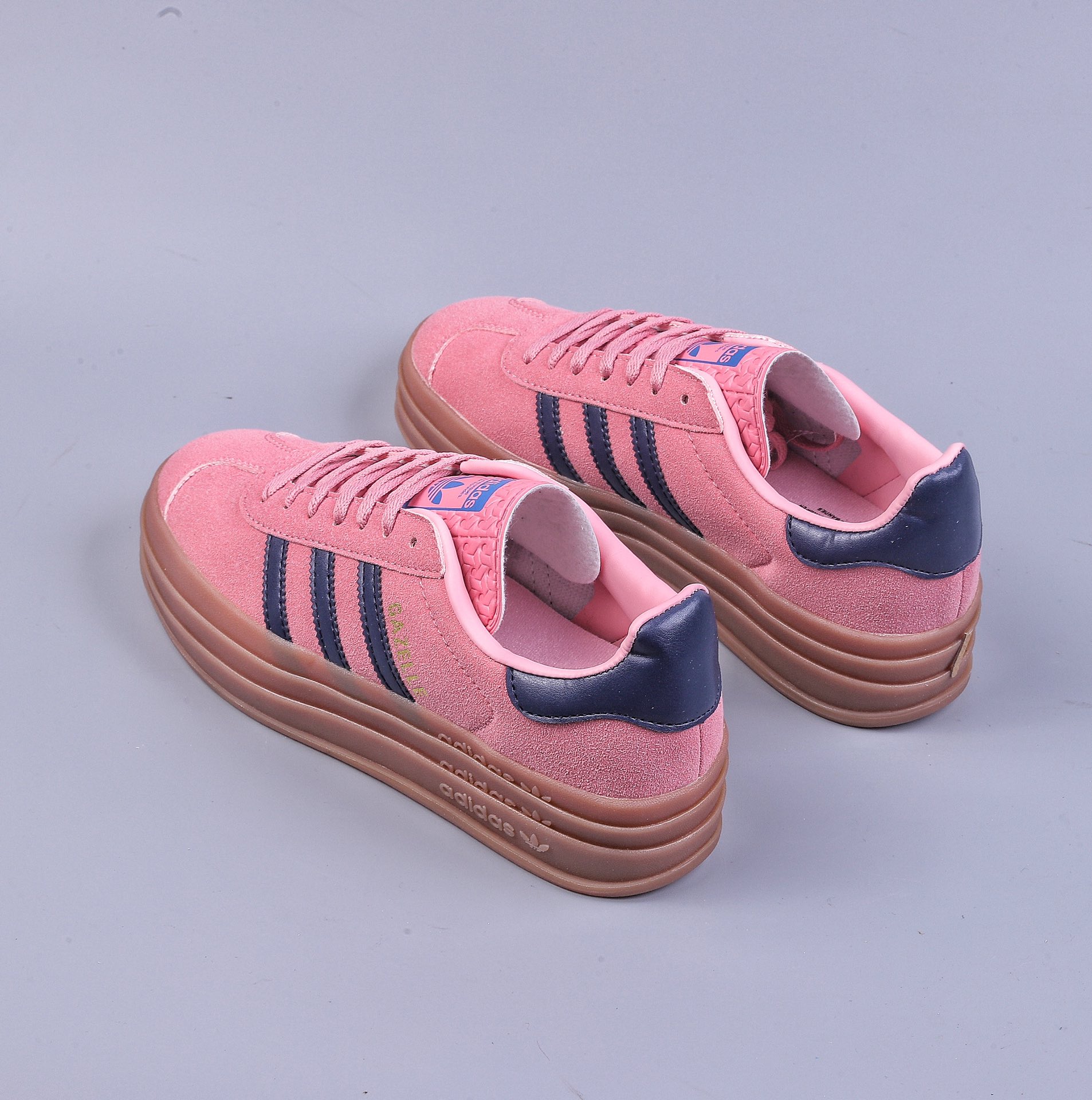 Adidas Originals Gazelle Bold W Antelope Platform Series Sneakers ”Rose Pink Navy Blue Raw Rubber Sole” HO6122