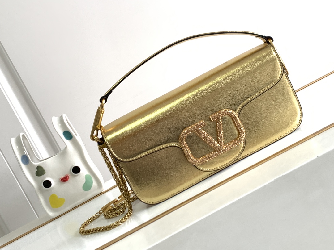 🆕🆕🆕MINI LOCÒ仿水晶装饰手袋-VLogo Signature施华洛世奇®仿水晶装饰-配可拆卸提