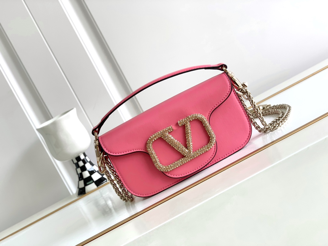 🆕🆕🆕MINI LOCÒ仿水晶装饰手袋-VLogo Signature施华洛世奇®仿水晶装饰-配可拆卸提